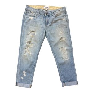 PAIGE Jimmy Jimmy Crop Boyfriend Jeans Distressed Light Wash 27